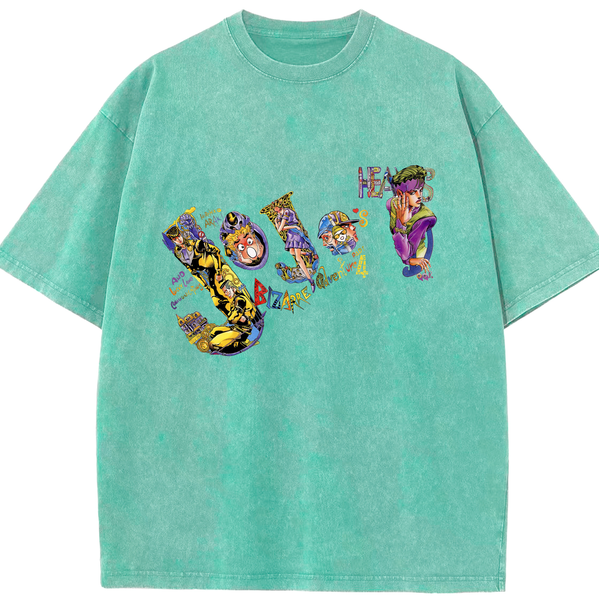 （画像用） ジョジョの奇妙な冒険 JoJo's Bizarre Adventure 綿100% ヴィンテージ風 半袖Tシャツ（フロントプリント）